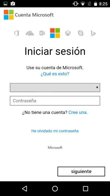 Uso Cuenta de Microsoft