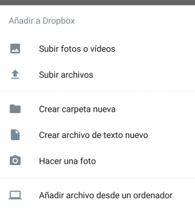 Cómo añadir archivos a Dropbox